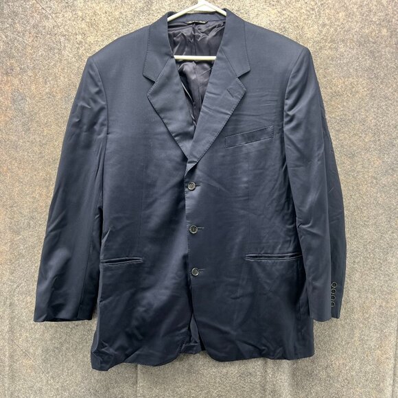 Canali Blazer Mens 44/54R Blue Sport Coat Jacket Rayon Italy Single Breasted